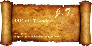 Jári Tivadar névjegykártya